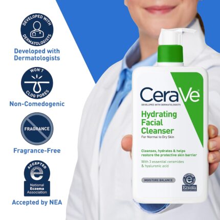 CeraVe Hydrating Facial Cleanser | Moisturizing Non-Foaming Face Wash with Hyaluronic Acid, Ceramides and Glycerin | Fragrance Free Paraben Free | 16 Fluid...